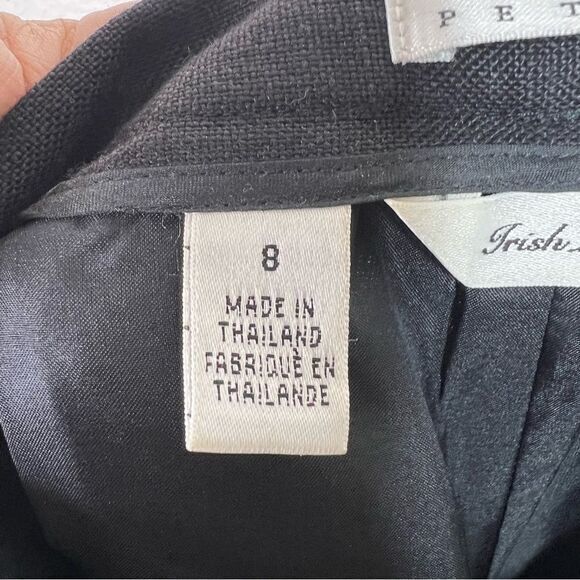 Talbots Womens Dress Pants Pleated Irish Linen Work Office Casual Black Petite 8 - Picture 6 of 9